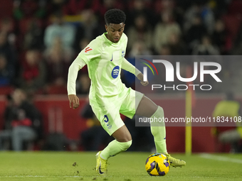 Alejandro Balde left-back of Barcelona and Spain during the La Liga match between RCD Mallorca and FC Barcelona at Estadi de Son Moix on Dec...