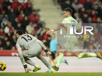 Ferran Torres left winger of Barcelona and Spain during the La Liga match between RCD Mallorca and FC Barcelona at Estadi de Son Moix on Dec...