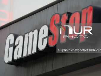 A general view of the GameStop retailer store logo in the city center of Cologne, Germany, as the game retailer plans to close all its store...