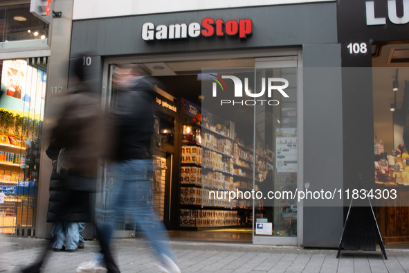 A general view of the GameStop retail store front in the city center of Cologne, Germany, as the game retailer plans to close all its stores...