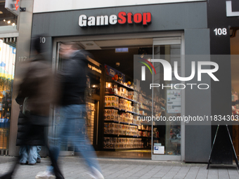 A general view of the GameStop retail store front in the city center of Cologne, Germany, as the game retailer plans to close all its stores...