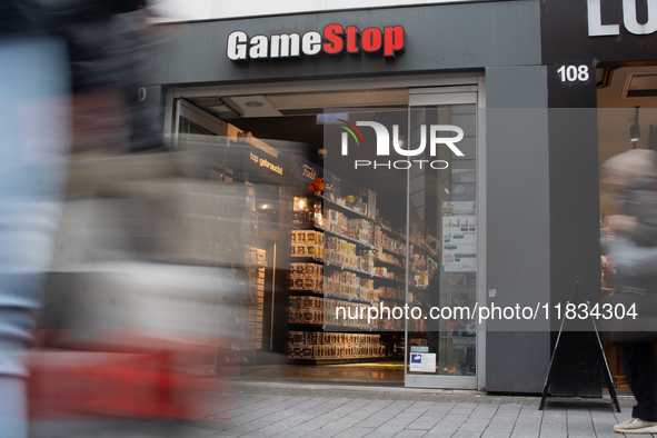 A general view of the GameStop retail store front in the city center of Cologne, Germany, as the game retailer plans to close all its stores...