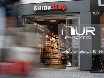 A general view of the GameStop retail store front in the city center of Cologne, Germany, as the game retailer plans to close all its stores...