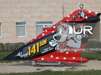 The logo of Squadron 141 of the Ala 14 of the Spanish Air and Space Army is based at Los Llanos Airport during the Tactical Leadership Progr...