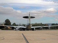 A Boeing E-3B Sentry from NATO parks at Los Llanos military air base during the Tactical Leadership Programme in Albacete, Spain, on Novembe...