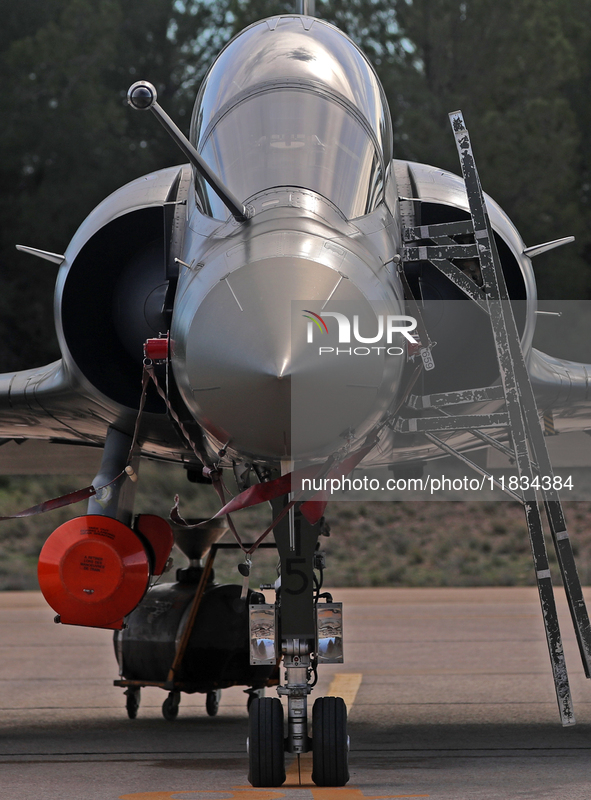 A Dassault Mirage 2000D of the Armee de l'Air is parked at Los Llanos military air base during the Tactical Leadership Programme in Albacete...