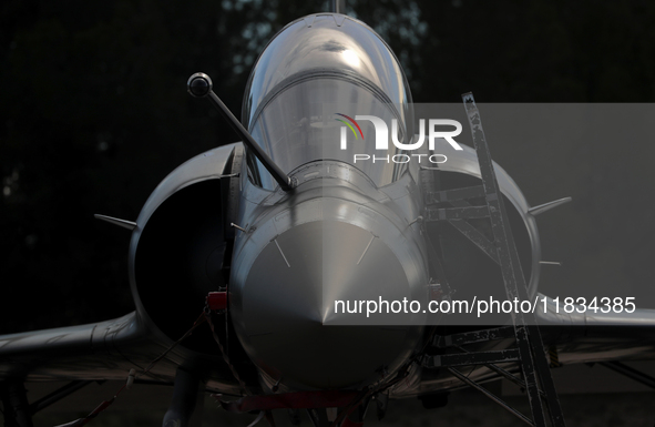 A Dassault Mirage 2000D of the Armee de l'Air is parked at Los Llanos military air base during the Tactical Leadership Programme in Albacete...