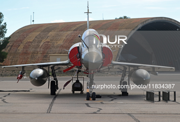 A Dassault Mirage 2000D of the Armee de l'Air is parked at Los Llanos military air base during the Tactical Leadership Programme in Albacete...