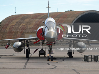 A Dassault Mirage 2000D of the Armee de l'Air is parked at Los Llanos military air base during the Tactical Leadership Programme in Albacete...