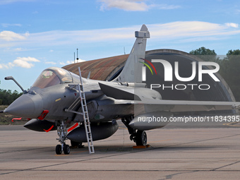 A Dassault Rafale F4 of the Hellenic Air Force parks at Los Llanos military air base during the Tactical Leadership Programme in Albacete, S...