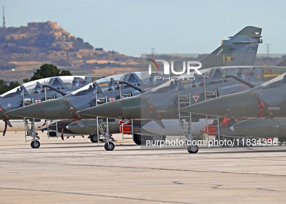 A Dassault Mirage 2000D of the Armee de l'Air is parked at Los Llanos military air base during the Tactical Leadership Programme in Albacete...