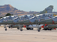 A Dassault Mirage 2000D of the Armee de l'Air is parked at Los Llanos military air base during the Tactical Leadership Programme in Albacete...