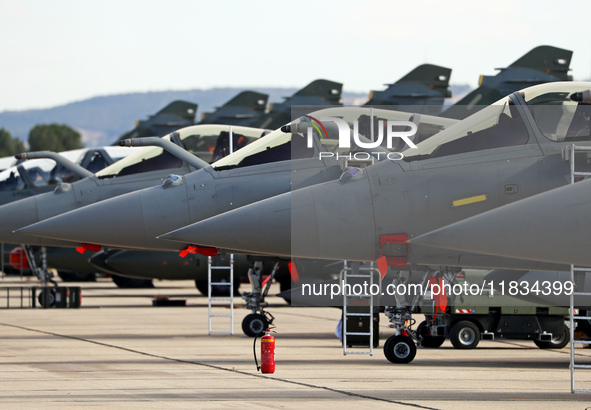 A Dassault Mirage 2000D of the Armee de l'Air is parked at Los Llanos military air base during the Tactical Leadership Programme in Albacete...