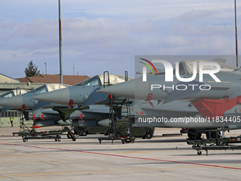 A Eurofighter EF-2000 Typhoon of the Luftwaffe (German Air Force) parks at Los Llanos military air base during the Tactical Leadership Progr...