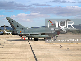 Eurofighter Typhoon EF2000 aircraft of the Spanish Air Force park at Los Llanos military air base during the Tactical Leadership Programme i...