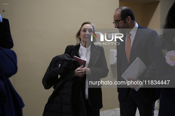 Former Chilean President Sebastian Pinera's wife, Cecilia Morel, arrives to pay tribute during an OAS regular meeting in Washington DC, USA,...