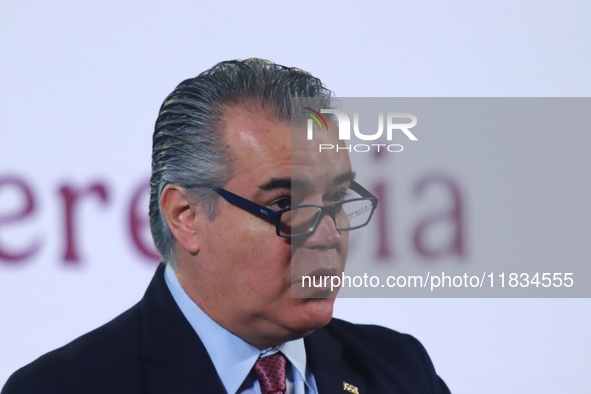 Francisco Cervantes Diaz, President of the Business Coordinating Council (CCE), speaks during a briefing conference where he announces that...