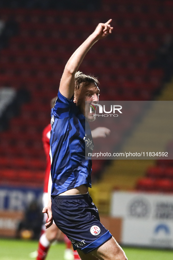 Max Anderson of Crawley Town celebrates his goal during the Sky Bet League 1 match between Charlton Athletic and Crawley Town at The Valley...