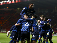 Max Anderson of Crawley Town celebrates his goal with teammates during the Sky Bet League 1 match between Charlton Athletic and Crawley Town...