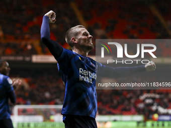 Ronan Darcy of Crawley Town celebrates Max Anderson's goal during the Sky Bet League 1 match between Charlton Athletic and Crawley Town at T...