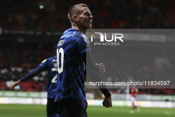 Ronan Darcy of Crawley Town celebrates Max Anderson's goal during the Sky Bet League 1 match between Charlton Athletic and Crawley Town at T...