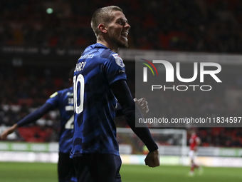 Ronan Darcy of Crawley Town celebrates Max Anderson's goal during the Sky Bet League 1 match between Charlton Athletic and Crawley Town at T...