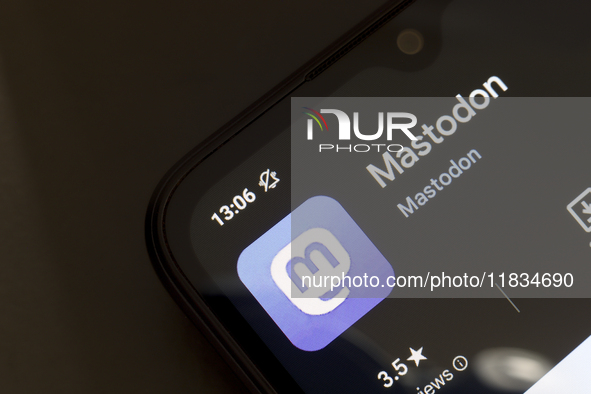 The Mastodon app logo appears on the screen of a smartphone in Reno, United States, on December 4, 2024. (Photo Illustration by Jaque Silva/...