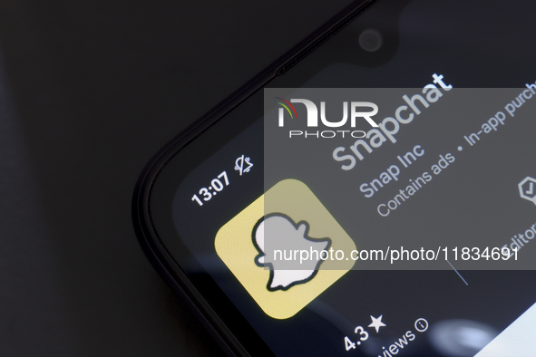 The Snapchat app logo appears on the screen of a smartphone in Reno, United States, on December 4, 2024. (Photo Illustration by Jaque Silva/...