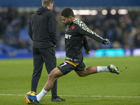 Andre #7 of Wolverhampton Wanderers F.C. warms up during the Premier League match between Everton and Wolverhampton Wanderers at Goodison Pa...