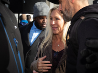 Rep. Marjorie Taylor Greene (R-GA) attends a demonstration supporting Tennessee's ban on transgender care for minors outside the Supreme Cou...