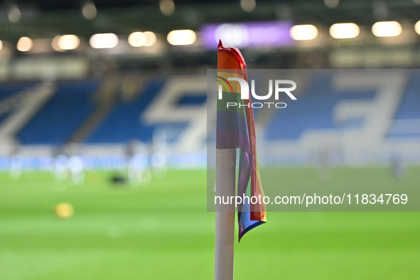 A rainbow corner flag is present before the Sky Bet League 1 match between Peterborough United and Burton Albion at the Weston Homes Stadium...