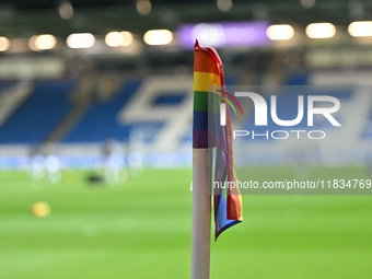 A rainbow corner flag is present before the Sky Bet League 1 match between Peterborough United and Burton Albion at the Weston Homes Stadium...