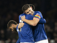 James Tarkowski #6 of Everton F.C. concedes a goal, but it is ruled out by VAR during the Premier League match between Everton and Wolverham...