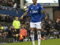 Ashley Young #18 of Everton F.C. celebrates his goal during the Premier League match between Everton and Wolverhampton Wanderers at Goodison...