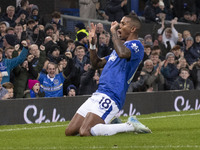 Ashley Young #18 of Everton F.C. celebrates his goal during the Premier League match between Everton and Wolverhampton Wanderers at Goodison...