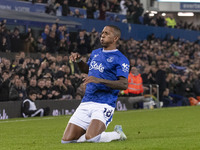 Ashley Young #18 of Everton F.C. celebrates his goal during the Premier League match between Everton and Wolverhampton Wanderers at Goodison...