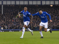 Ashley Young #18 of Everton F.C. celebrates his goal during the Premier League match between Everton and Wolverhampton Wanderers at Goodison...