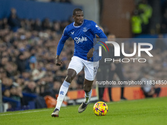 Abdoulaye Doucoure #16 of Everton F.C. participates in the Premier League match between Everton and Wolverhampton Wanderers at Goodison Park...