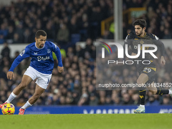 Iliman Ndiaye #10 of Everton F.C. plays during the Premier League match between Everton and Wolverhampton Wanderers at Goodison Park in Live...