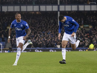 Ashley Young #18 of Everton F.C. celebrates his goal during the Premier League match between Everton and Wolverhampton Wanderers at Goodison...