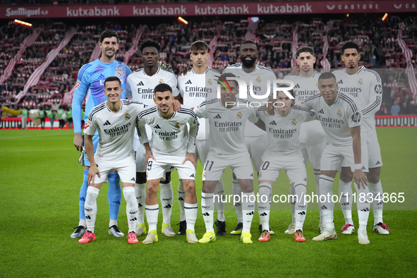 Real Madrid line up uring the La Liga match between Athletic Club and Real Madrid CF at Estadio de San Mames on December 3, 2024 in Bilbao,...