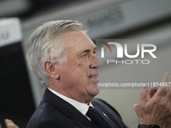 Carlo Ancelotti head coach of Real Madrid during the La Liga match between Athletic Club and Real Madrid CF at Estadio de San Mames on Decem...