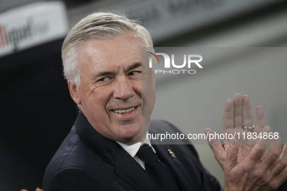 Carlo Ancelotti head coach of Real Madrid during the La Liga match between Athletic Club and Real Madrid CF at Estadio de San Mames on Decem...