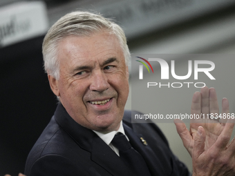 Carlo Ancelotti head coach of Real Madrid during the La Liga match between Athletic Club and Real Madrid CF at Estadio de San Mames on Decem...