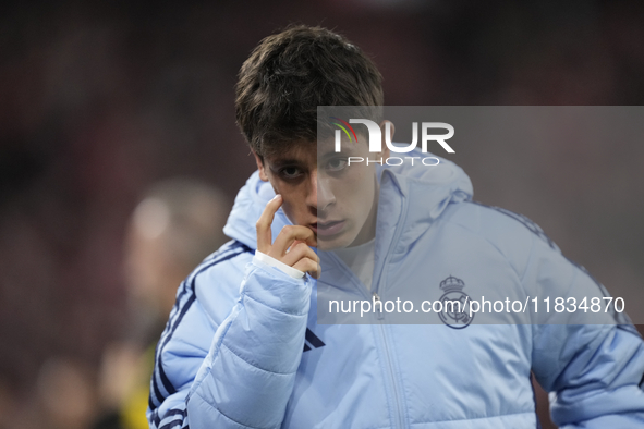 Arda Guler attacking midfield of Real Madrid and Turkey during the La Liga match between Athletic Club and Real Madrid CF at Estadio de San...