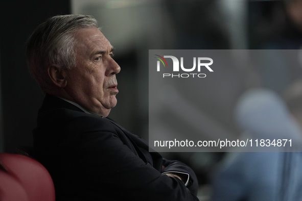 Carlo Ancelotti head coach of Real Madrid during the La Liga match between Athletic Club and Real Madrid CF at Estadio de San Mames on Decem...