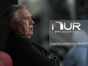 Carlo Ancelotti head coach of Real Madrid during the La Liga match between Athletic Club and Real Madrid CF at Estadio de San Mames on Decem...