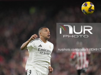 Kylian Mbappe centre-forward of Real Madrid and France during the La Liga match between Athletic Club and Real Madrid CF at Estadio de San M...