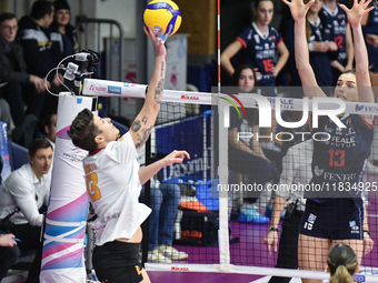 Giulia Melli of SMI Roma Volley is in action during the Serie A1 Tigota match between Reale Mutua Fenera Chieri '76 and SMI Roma Volley at P...