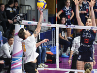 Giulia Melli of SMI Roma Volley is in action during the Serie A1 Tigota match between Reale Mutua Fenera Chieri '76 and SMI Roma Volley at P...